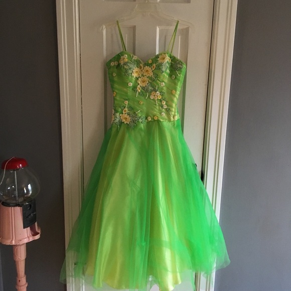 Green and Yellow Floral Prom Dress - Picture 3 of 3